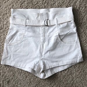 High waisted white shorts